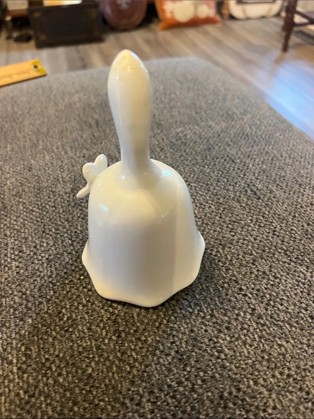 Avon Vintage White Porcelain Hand Bell with Coral Floral Detail And Butterfly